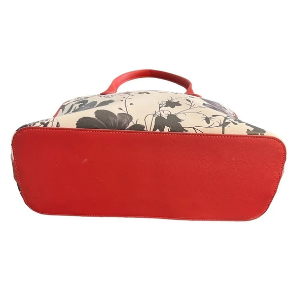 Y2K Kenneth Cole Reaction Floral Satchel Bag Black White Red - Picture 2 of 10